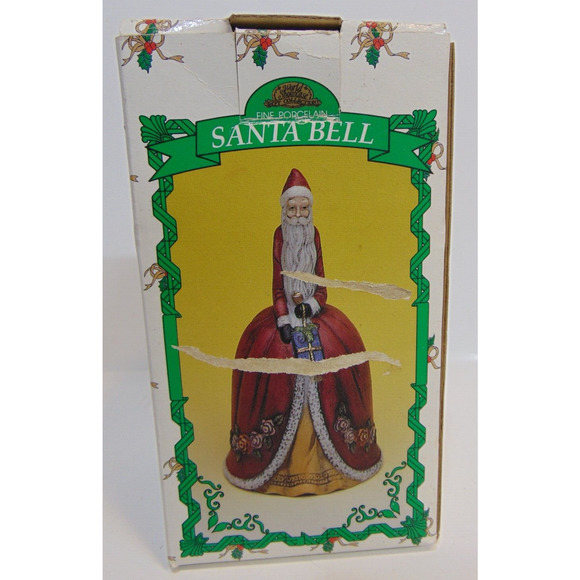 Santa Claus Bell Old World Jolly Christmas Showcase Porcelain Box Vintage Gift - Picture 12 of 14